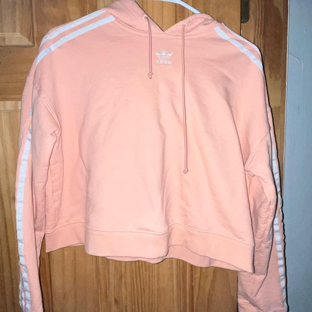 Adidas Light Pink Hoodie with White Accents size small